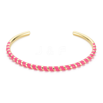 Twisted Brass Enamel Cuff Bangle BJEW-T020-02D-NF-1