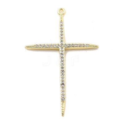 Brass Micro Pave Clear Cubic Zirconia Pendants KK-L228-01G-03-1