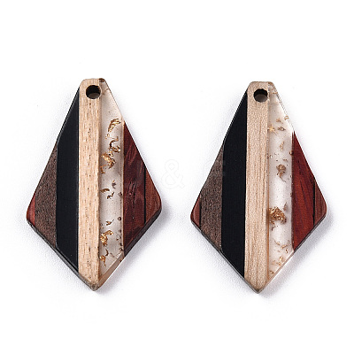 Transparent Resin & Walnut Wood Pendants RESI-TAC0017-06-B01-1