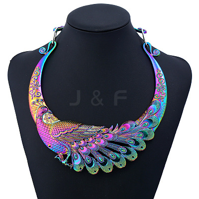 Ethnic Style Alloy Peacock Bib Necklaces FS-WG6E760-01-1