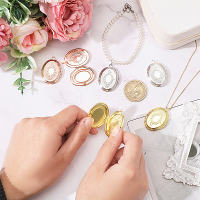 8Pcs 4 Colors Brass Locket Pendants KK-CA0002-85-1