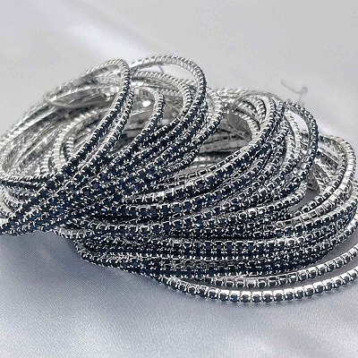 Brass Rhinestone Tennis Bracelets WG6EB7A-14-1