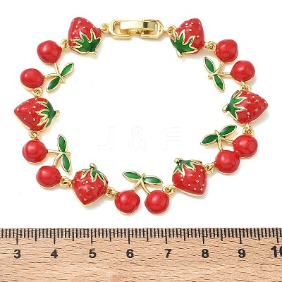Brass & Enamel Link Chain Bracelets for Women BJEW-A171-02G-1