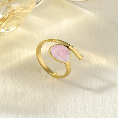 304 Stainless Steel Enamel Cuff Rings FS-WG277BE-15-1