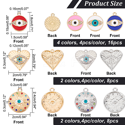 32Pcs 8 Style Rack Plating Alloy Enamel Pendants FIND-FH0005-06-1