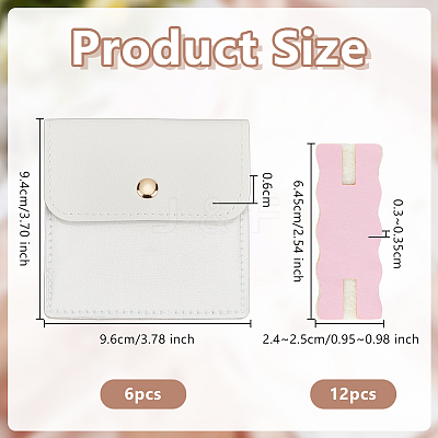 6Pcs Square PU Leather Jewelry Storage Bags with Iron Button ABAG-OC0001-18A-1