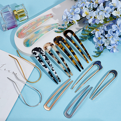 12Pcs 12 Style French Hair Forks OHAR-GA0001-10-1