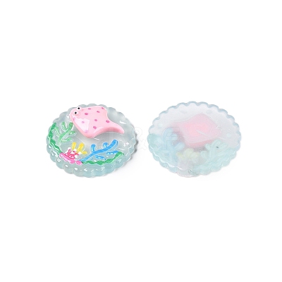 Ocean Theme Flat Round Resin Cabochons CRES-T025-02A-1