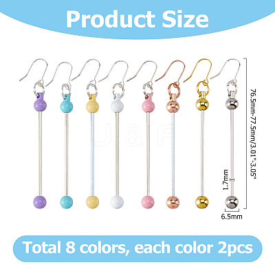 8 Pairs 8 Colors Round Spray Printed Alloy Dangle Earrings EJEW-HS0001-42-1