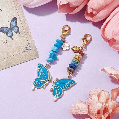 Butterfly Alloy Enamel Pendants Decoraiton HJEW-JM01637-04-1