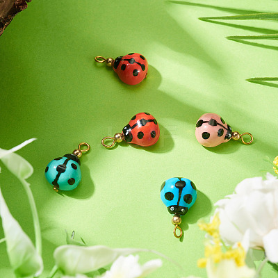 5Pcs Handmade Porcelain Pendants PALLOY-TAC0293-1