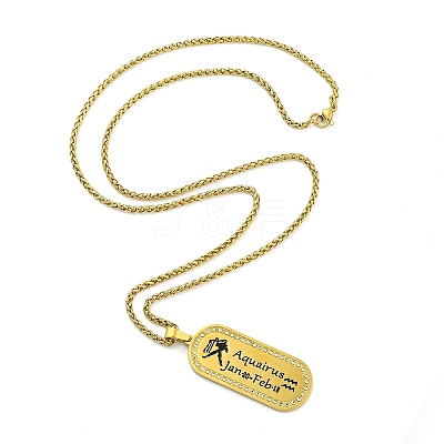 Constellation 304 Stainless Steel Micro Pave Clear Cubic Zirconia Wheat Chain Pendant Necklaces for Women Men NJEW-U007-01C-1