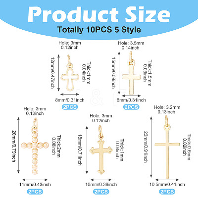 10Pcs 5 Style Brass Pendants KK-TA0002-06-1