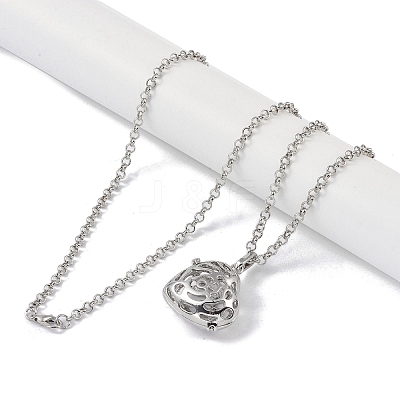 Brass Rhinestone Pendant Necklaces NJEW-G089-16E-P-1