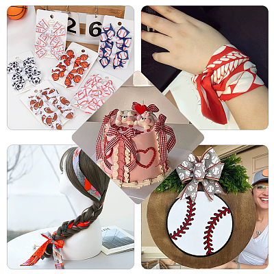 11 Colors Volleyball Pattern Polyester Grosgrain Ribbon AJEW-PH0005-85-1