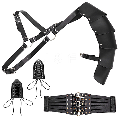 Medieval Style Adjustable PU Leather with Iron Fencing Sheath AJEW-OC0005-09-1
