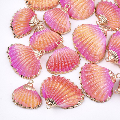Spray Paint & Electroplate Sea Shell Pendants SSHEL-S262-07-1