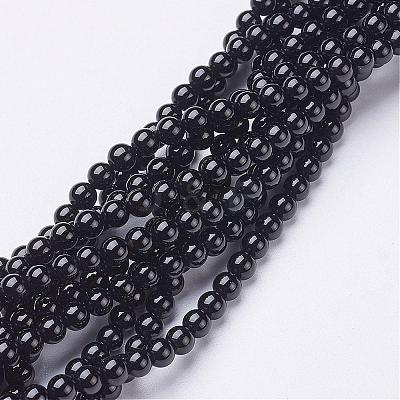 Natural Black Onyx Round Beads Strands GSR18mmC097-1