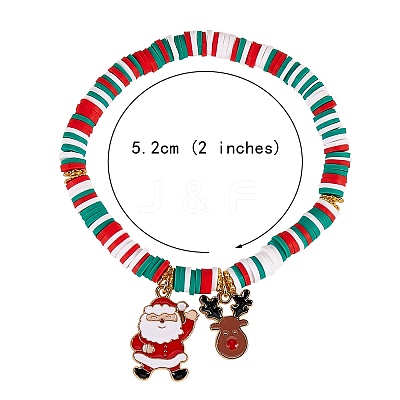 10Pcs 10 Styles Polymer Clay Heishi Beaded Stretch Bracelet Sets for Christmas BJEW-JB06128-1
