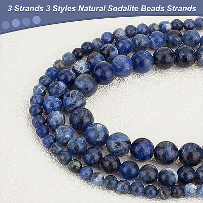 3 Strands 3 Styles Natural Sodalite Beads Strands G-OC0004-58-1