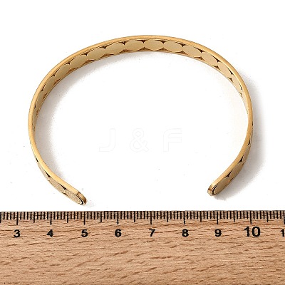 201 Stainless Steel Open Cuff Bangles for Women BJEW-Z162-01G-1