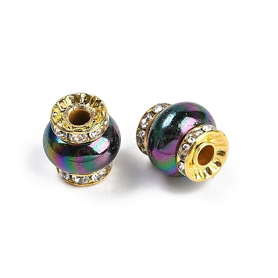 Resin Beads with Brass Rhinestone Rondelle KK-H490-05G-09-1