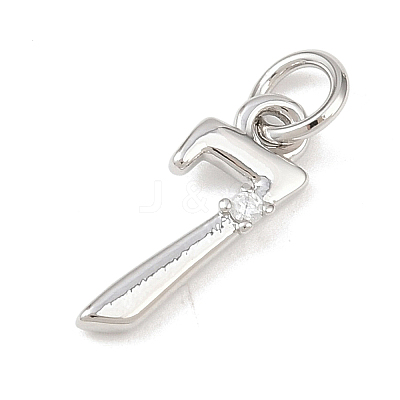 Brass Micro Pave Clear Cubic Zirconia Charms KK-P339-27P-07-1