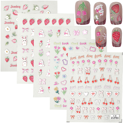 5Pcs 5 Style PET Plastic Decorative Sticker MRMJ-SP0001-25-1