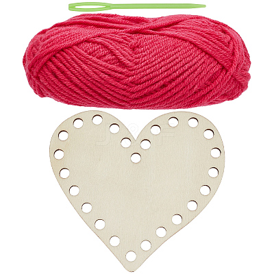 DIY Heart Wood Knitting Loom Kits DIY-CY0003-10B-1