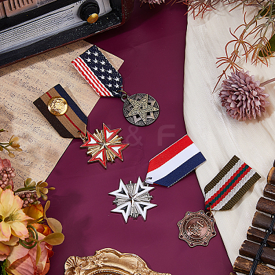 4Pcs 4 Styles Retro British Preppy Style Alloy with Iron Pendant Lapel Pins JEWB-FH0002-21-1