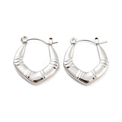 Non-Tarnish Chunky Rhombus 304 Stainless Steel Hoop Earrings for Women EJEW-C067-02P-1