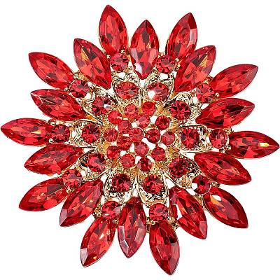 Flower Rhinestone Brooches JEWB-WH0022-91-1