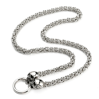 304 Stainless Steel Byzantine Chain Necklace NJEW-D046-03AS-1