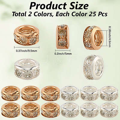 50Pcs 2 Colors Brass Rhinestone Beads KK-PA0001-04-1