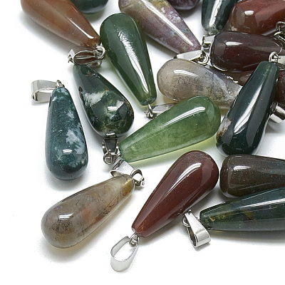 Natural Indian Agate Pendants G-T081-05-1