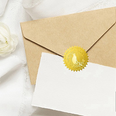 34 Sheets Self Adhesive Gold Foil Embossed Stickers DIY-WH0509-063-1