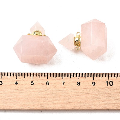 Natural Rose Quartz Perfume Bottle Pendants G-L623-08G-06-1