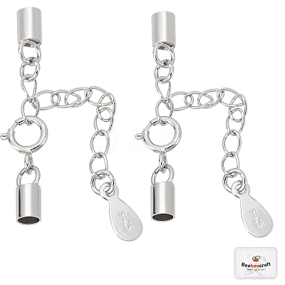 4 Sets 2 Style 925 Sterling Silver Cord Ends STER-BBC0001-26-1