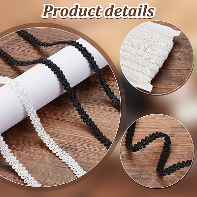 2 Cards 2 Colors Polyester Braided Lace Trim OCOR-PH0002-53-1
