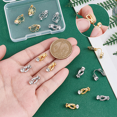 16Pcs 2 Style Brass Clip-on Earring Findings KK-PH0001-84-1