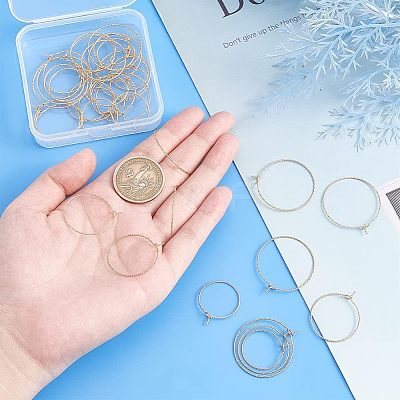 36Pcs 3 Size Ion Plating(IP) 316 Surgical Stainless Steel Hoop Earrings Findings STAS-UN0039-40-1