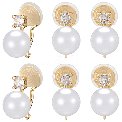 10Pcs Round Brass Brass Micro Pave Clear Cubic Zirconia Ear Cuff Findings KK-BBC0022-45-1