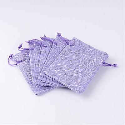 Polyester Imitation Burlap Packing Pouches Drawstring Bags ABAG-R005-9x12-03-1