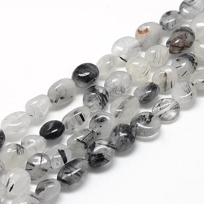 Natural Black Rutilated Quartz Beads Strands G-R445-8x10-18-1