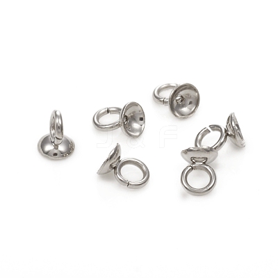 201 Stainless Steel Bead Cap Pendant Bails STAS-G224-24P-05-1
