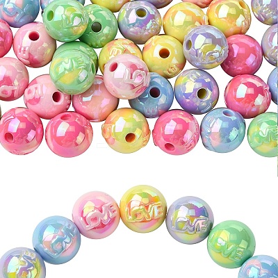 50Pcs Plating Acrylic Beads OACR-CJ0002-18-1