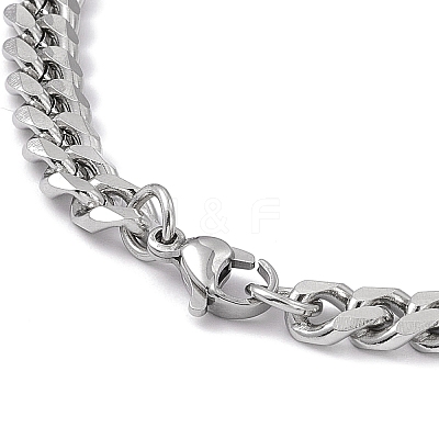 Tarnish Resistant 201 Stainless Steel Curb Chain Bracelet with 304 Stainless Steel Clasps for Men Women BJEW-M235-02A-P-1