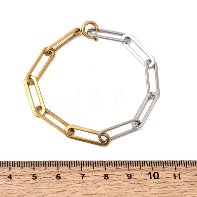 Two Tone 304 Stainless Steel Paperclip Chain Bracelets for Women BJEW-G786-01GP-02-1