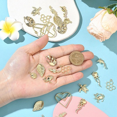 10Pcs 10 Styles Rack Plating Alloy Pendants FIND-YW0010-47-1