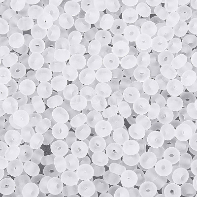 Transparent Frosted Colours Glass Seed Beads SEED-T007-12A-1